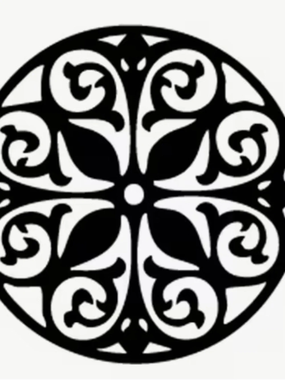 Ornate Round Black Wall Medallion - Decorative Scroll Accent